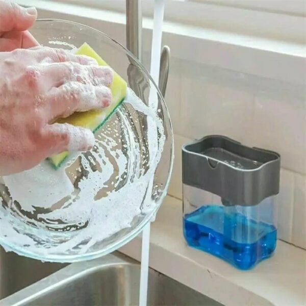 Dispenser Detergente E Porta Esponja 2 em 1 Esponja Limpeza Cozinha Casa Louça Dosador - Image 2