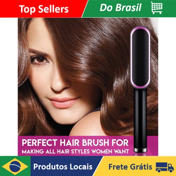 Escova Alisadora 5 em 1 - Alisa, Seca, Hidrata, Modela e Anti-Frizz - Bivolt