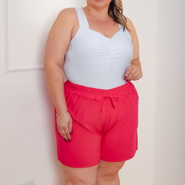 SHORT Plus Size feminino liso viscose elástico sem bolso - Image 4