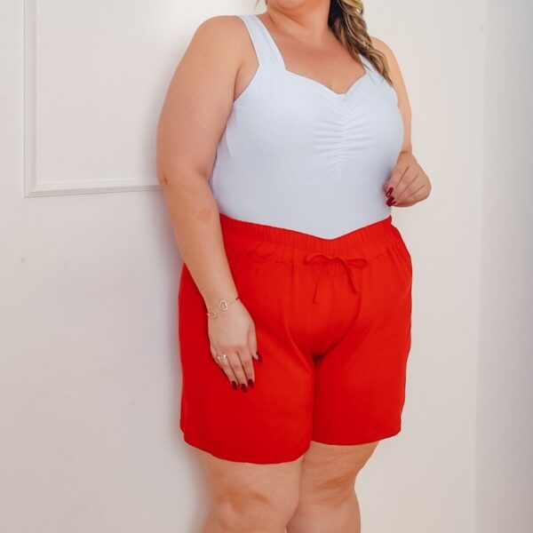 SHORT Plus Size feminino liso viscose elástico sem bolso - Image 3