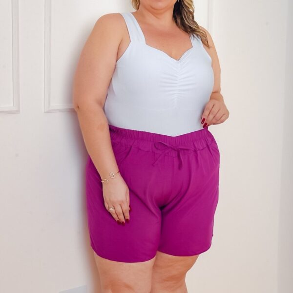 SHORT Plus Size feminino liso viscose elástico sem bolso