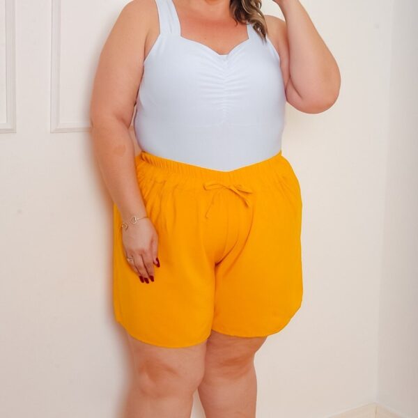 SHORT Plus Size feminino liso viscose elástico sem bolso - Image 6