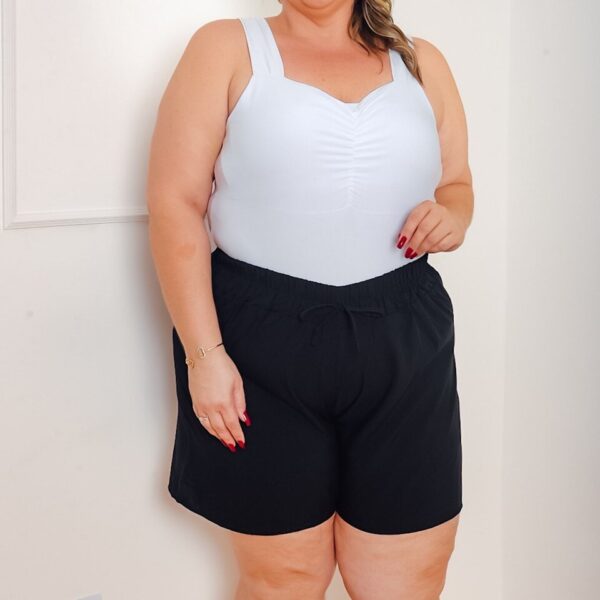 SHORT Plus Size feminino liso viscose elástico sem bolso - Image 5