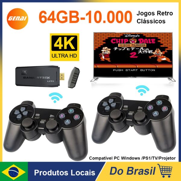 Vídeo 2 Controle for PS1 GBA 4K Wireless 64GB 10000 Games 2.4G