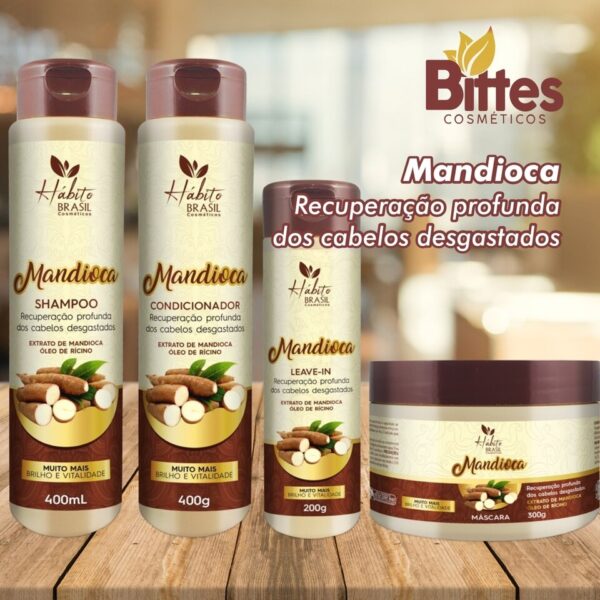 Kit Mandioca  Cosméticos Recupera Cabelos Danificados e Sem Vida - Image 3