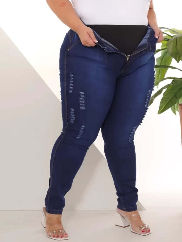 Calça Jeans Skinny Blue Plus Size com Cinta Lipo #Dark17