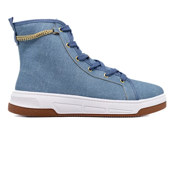 Bota Feminina Moleca Lona Azul Jeans